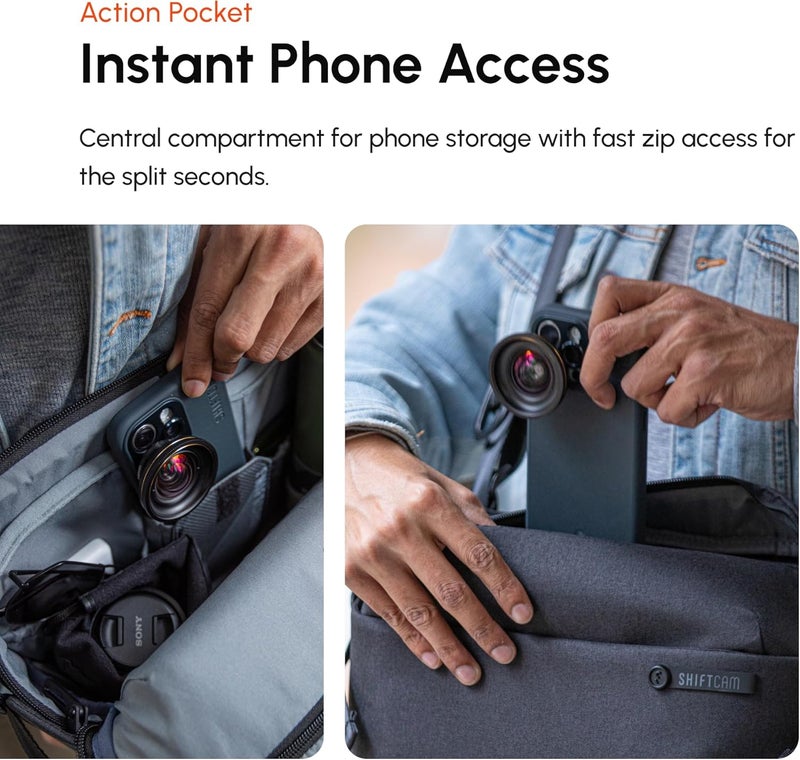 SHIFTCAM WorkFlow Sling Bag | Ultra-Functional Mobile Photography Sling with Magnetic Phone Mount, Lens Storage, and Quick Access | Streamline Your Workflow (SlingL (7L)) - Image 4